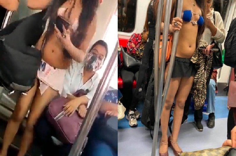 Bikini Girl In Delhi Metro