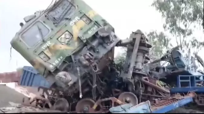 Goods Trains Collided At Railway Station