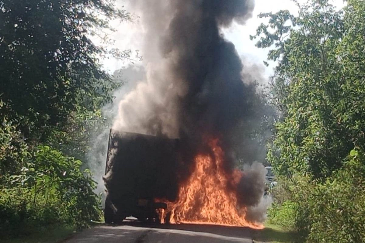 Fierce fire in Hiva truck